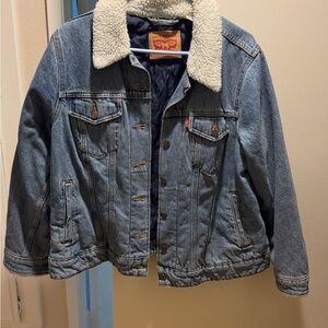 Levi's Blue Jean Jacket with White Sherpa Collar